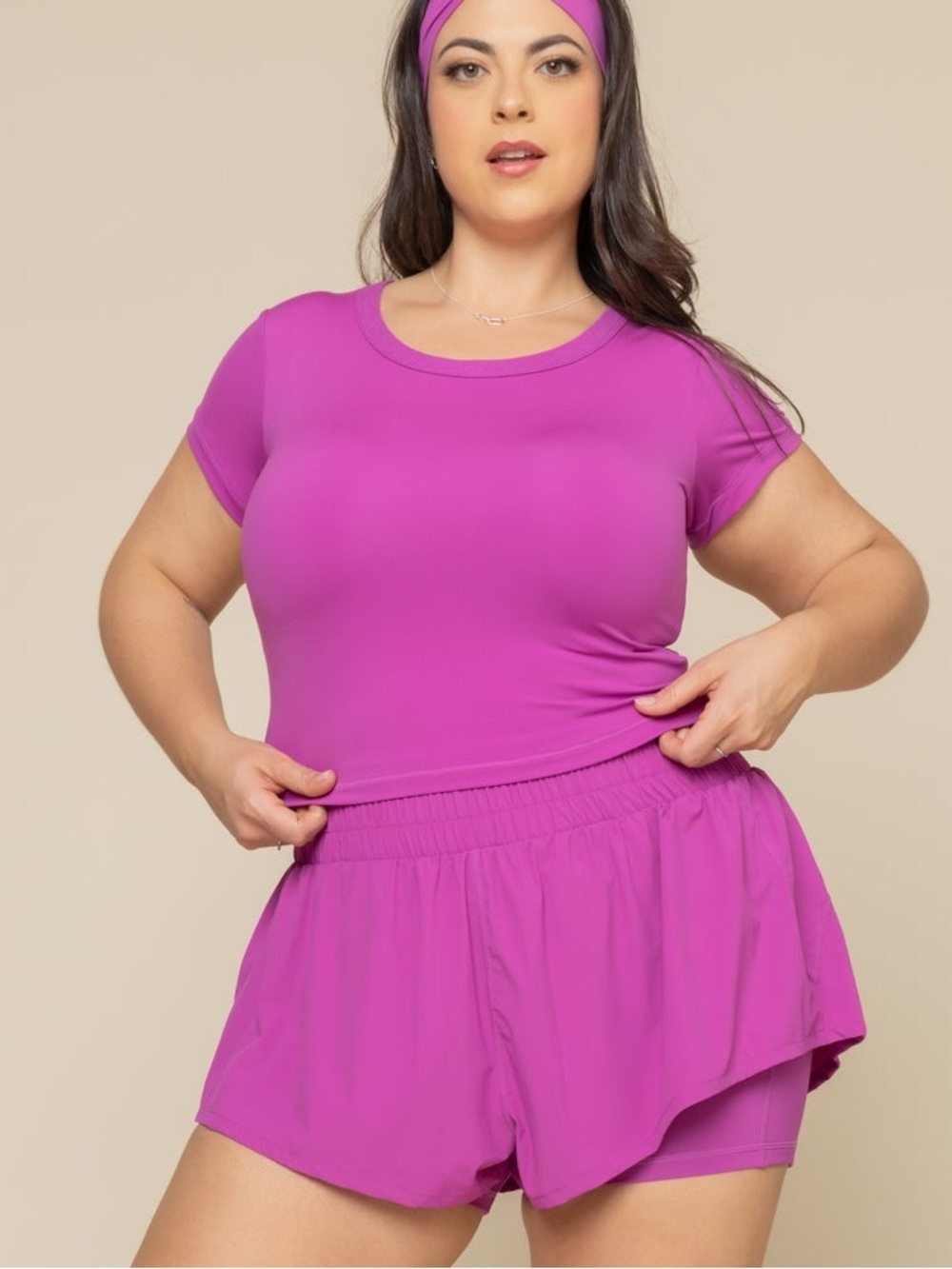 POPFLEX Call Me Baby Tee Est XXL Lavender Cropped Activewear Top